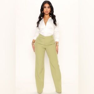Elegant Olive Green Women's Pants